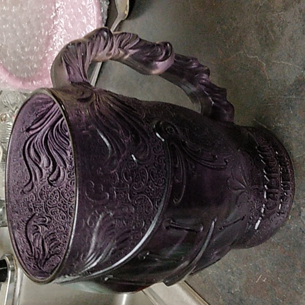 HEAVY Purple Glass Mug or even cute as a planter or vase